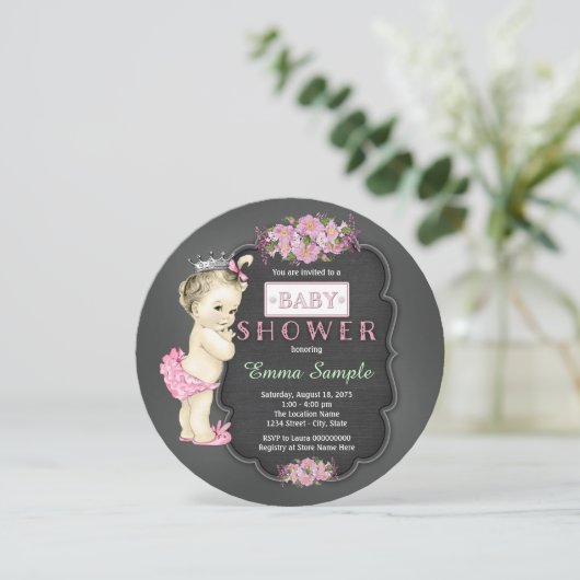 schoolbord baby meisje douche kaart (Staand voorkant)