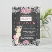 schoolbord baby meisje douche kaart (Staand voorkant)