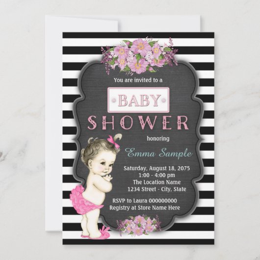 schoolbord-Baby shower Kaart (Voorkant)