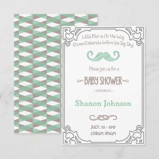 schoolbord Boy Babay Douche Uitnodiging (Voorkant / Achterkant)