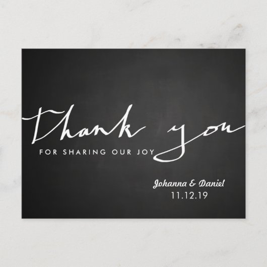  schoolbord bruiloft Dank u typografie Briefkaart (Voorkant)