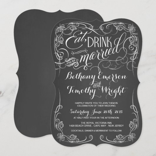 schoolbord bruiloft die-cut uitnodigingen (Voorkant / Achterkant)