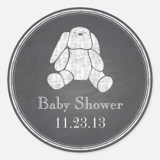 schoolbord bunny ronde sticker (Voorkant)