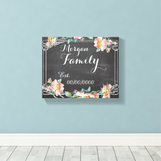 schoolbord canvas, familienaam, familie est. canvas afdruk (Insitu (Houten vloer))