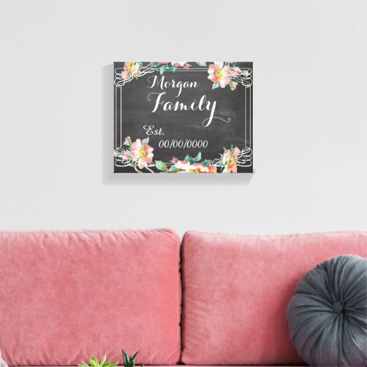 schoolbord canvas, familienaam, familie est. canvas afdruk (Insitu (Woonkamer))