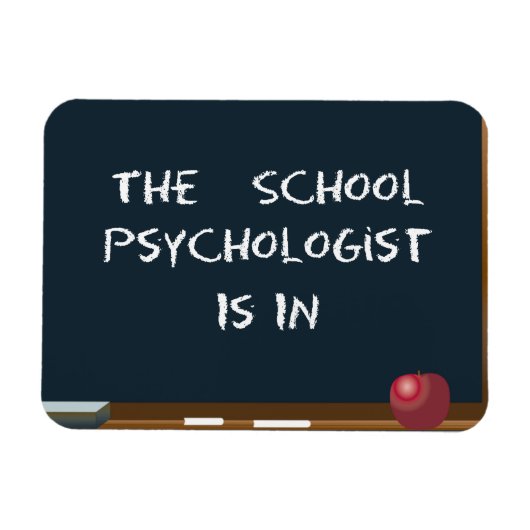 schoolbord "de schoolpsycholoog zit in" magneet (Horizontaal)