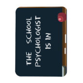 schoolbord "de schoolpsycholoog zit in" magneet (Verticaal)