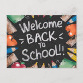 schoolbord en schoolbenodigdheden terug naar schoo briefkaart (Voorkant)