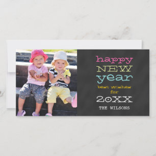 schoolbord gelukkig nieuwjaar   Vakantiefotokaart Feestdagenkaart