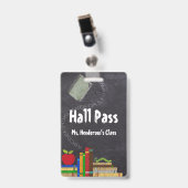 Schoolbord Hall Pass voor Leraren Badge (Voorzijde met clip)