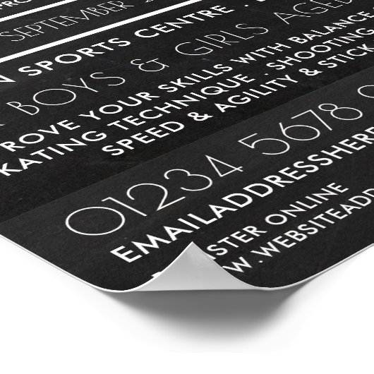 schoolbord, hockeykamp Adverteren Poster (Hoek)