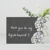  schoolbord hortensia's bruidsmeisje kaart (Staand voorkant)