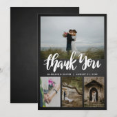 Schoolbord Huwelijk Vier Foto's | Dankjewel Script Bedankkaart (Voorkant / Achterkant)