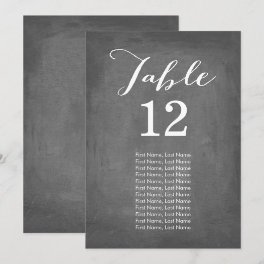 Schoolbord individuele tafelkaarten kaart (Voorkant / Achterkant)