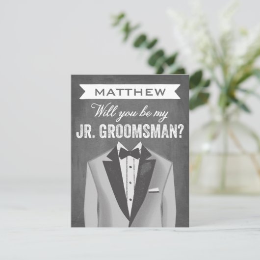 schoolbord junior groomsman | bruidegom kaart (Staand voorkant)