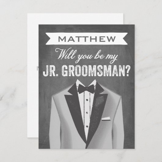 schoolbord junior groomsman | bruidegom kaart (Voorkant / Achterkant)