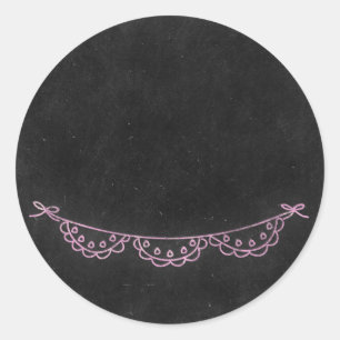 Schoolbord Landelijk Shabby Chic Roze Krijt Vlagge Ronde Sticker