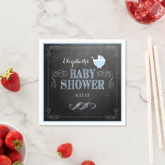  schoolbord look blauw rijtuig Baby shower Servetten (Insitu)