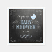  schoolbord look blauw rijtuig Baby shower Servetten (Voorkant)