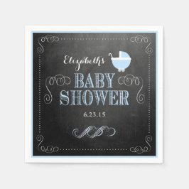 schoolbord look blauw rijtuig Baby shower Servetten