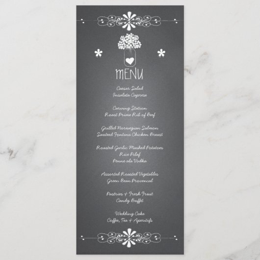 Schoolbord Mason Jar Trouwreceptie Menu Kaart (Voorkant)