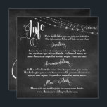 Schoolbord met lichtslingers, huwelijksinfo in scr kaart<br><div class="desc">Deze verfijnde maar informele trouwinformatiekaart is perfect voor een informele bruiloft. Met een gestructureerde schoolbordachtergrond en een snoer van twinkelende witte lichtaccenten, heb ik een elegant, krullerig scriptlettertype uit mijn collectie gecombineerd om grafische afbeeldingen te maken die de woorden "Info", "Route", "Accommodatie" en "Meer details" weergeven. Je persoonlijke gegevens kunnen...</div>