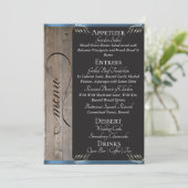 Schoolbord op Hout, Initiaal & Dank Je - Blauw Menu (Staand voorkant)