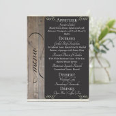 Schoolbord op Hout, Monogram & Dank Je - Crème Menu (Staand voorkant)