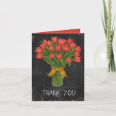 schoolbord rode tulpen bedankkaart (Voorkant)