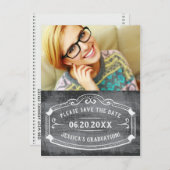 schoolbord Sla de datum op Afstuderen Foto Aankondigingskaart (Voorkant / Achterkant)