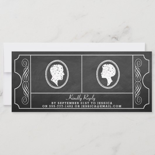  schoolbord ticket bruiloft repetitie diner kaart (Achterkant)