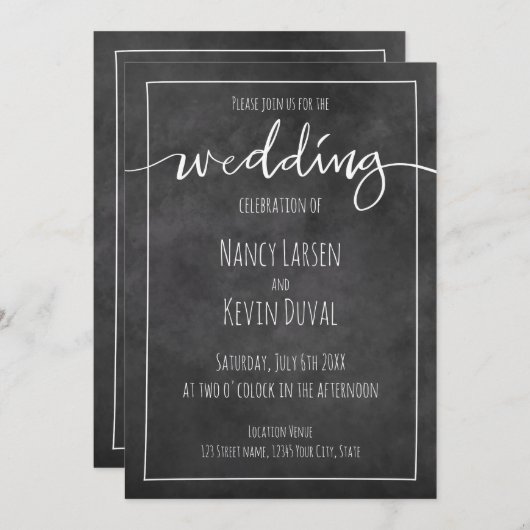 schoolbord typografie bruiloft uitnodigingen (Voorkant / Achterkant)