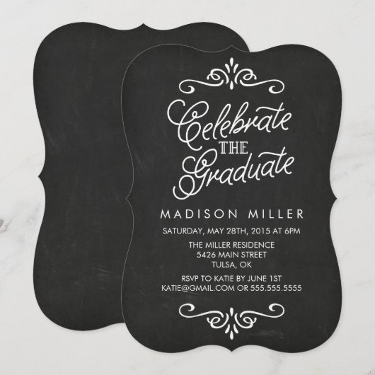  schoolbord | Uitnodiging voor afstudeerfeest (Voorkant / Achterkant)