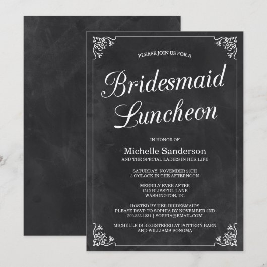  schoolbord Vrijgezellenfeest Luncheon Kaart (Voorkant / Achterkant)