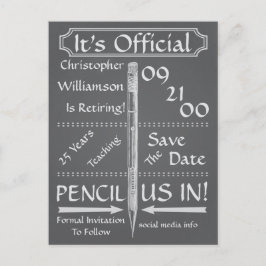  schoolbordpensionering Save the Date Party Aankondigingskaart