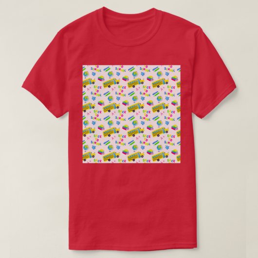 Schoolbuis naadloos patroon t-shirt (Design voorkant)