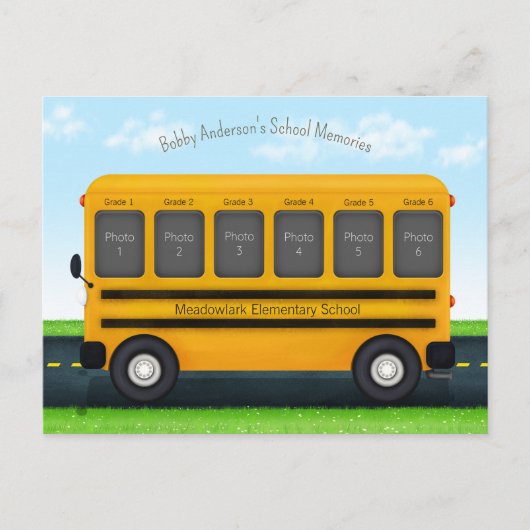 Schoolbus 6 Fotolijst Aangepaste Herinneringen aan Briefkaart (Voorkant)