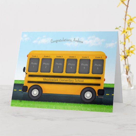 Schoolbus 6 Fotolijst Aangepaste Herinneringen van Kaart (Gele Bloem)
