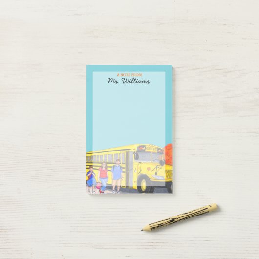 Schoolbus — Aangepersonaliseerde leerkrachten Post Post-it® Notes (Op bureau)