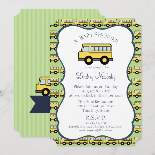 schoolbus-Baby shower Kaart (Voorkant / Achterkant)