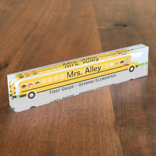 Schoolbus | Bord voor de benaming van leraar Naambordje (Zijkant)