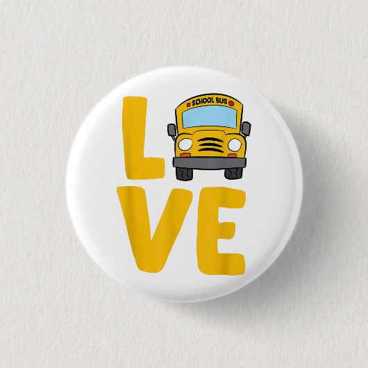 Schoolbus Busdriver Love School Ronde Button 3,2 Cm (Voorkant)