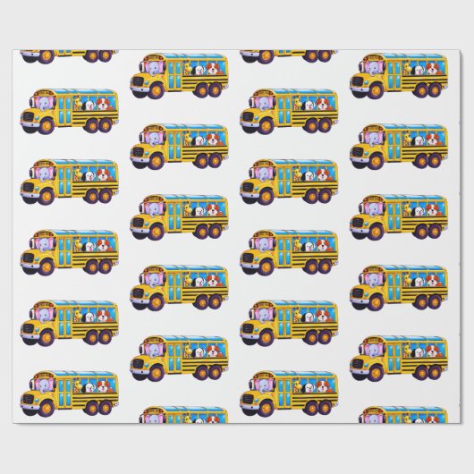 Schoolbus Cadeaupapier (Vlak)