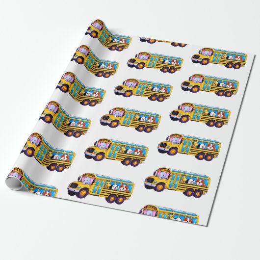 Schoolbus Cadeaupapier (Uitgerold)