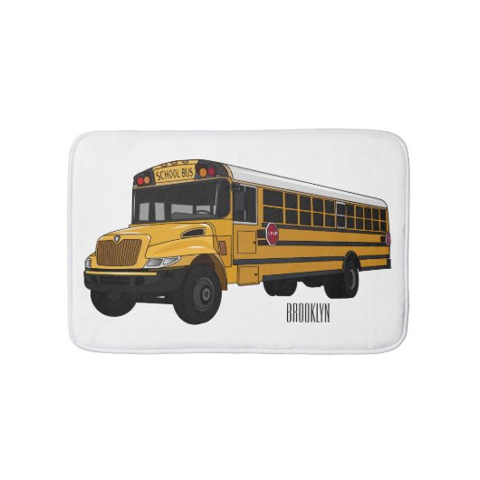 Schoolbus cartoon illustratie badmat (Voorkant)