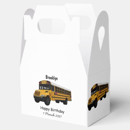 Schoolbus cartoon illustratie bedankdoosjes (Geopend)