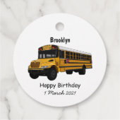 Schoolbus cartoon illustratie bedankjes labels (Achterkant)