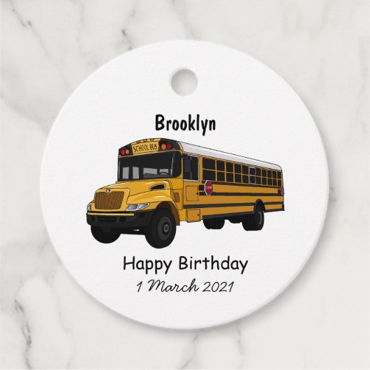 Schoolbus cartoon illustratie bedankjes labels (Voorkant)
