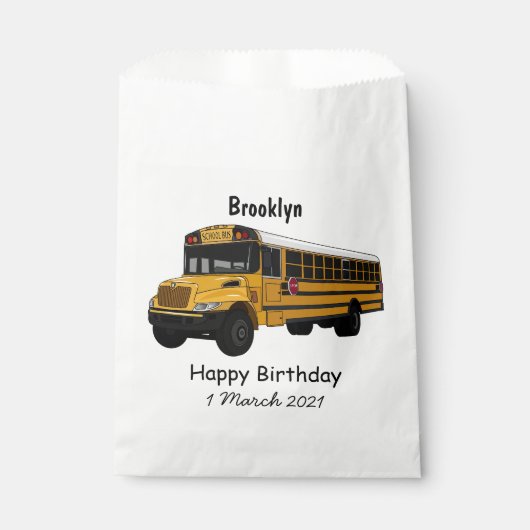 Schoolbus cartoon illustratie bedankzakje (Voorkant)