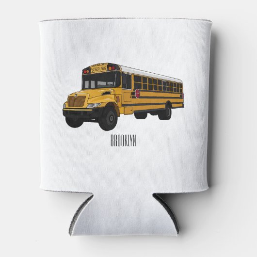 Schoolbus cartoon illustratie blikjeskoeler (Voorkant)